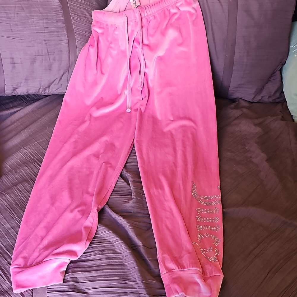 Juicy Couture Pink Velour Sweatpants with Logo Tag